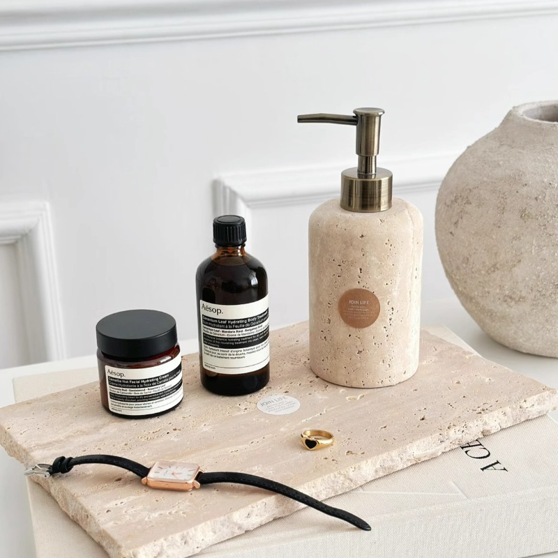 Natural Stone Lotion Dispenser - Luxury Skincare Jars review and price